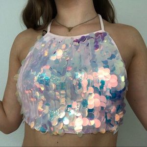 Forever 21 Reflective Sequin Crop Top
